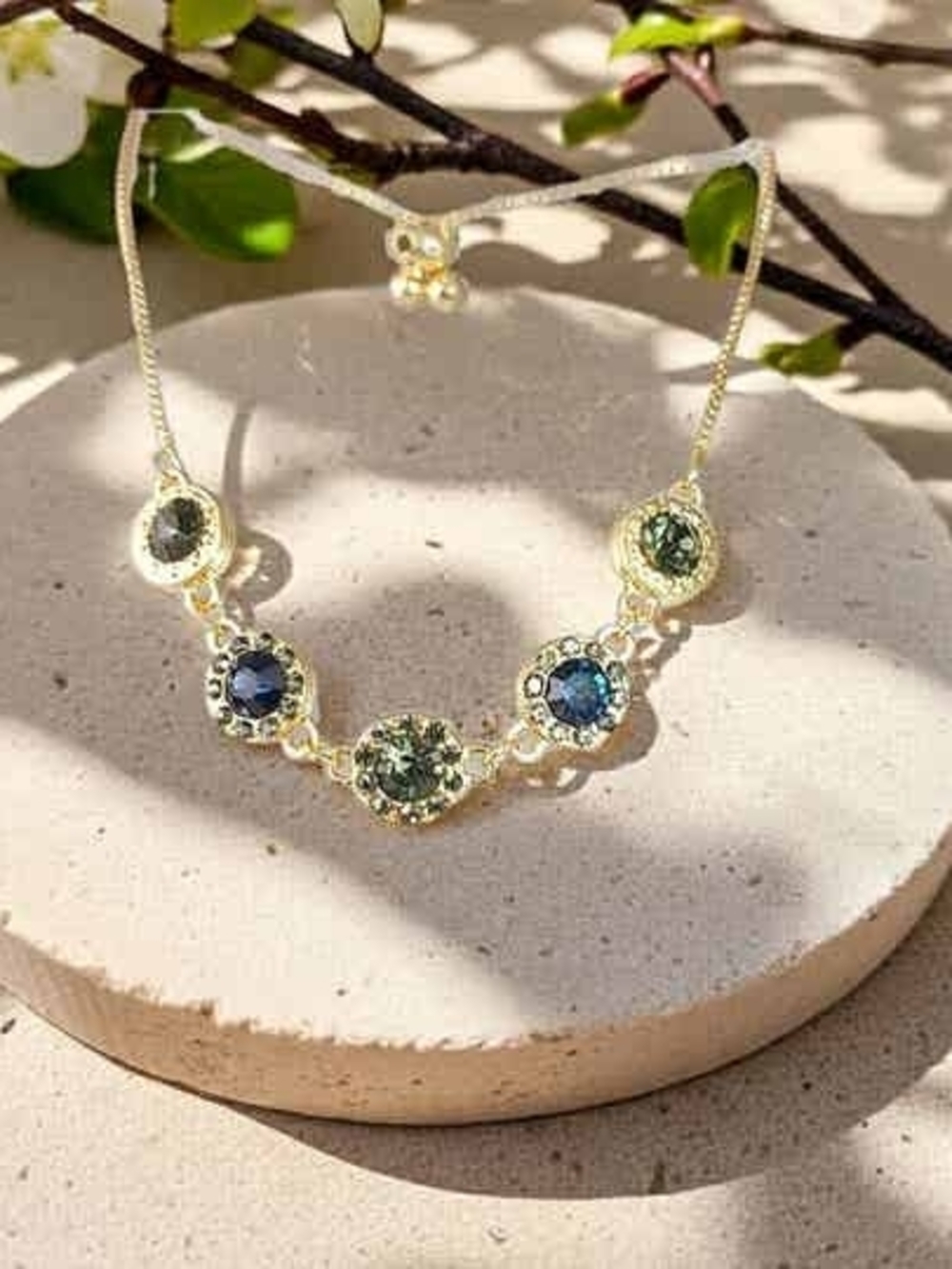 Blue And Green CZ Adjustable Bracelet